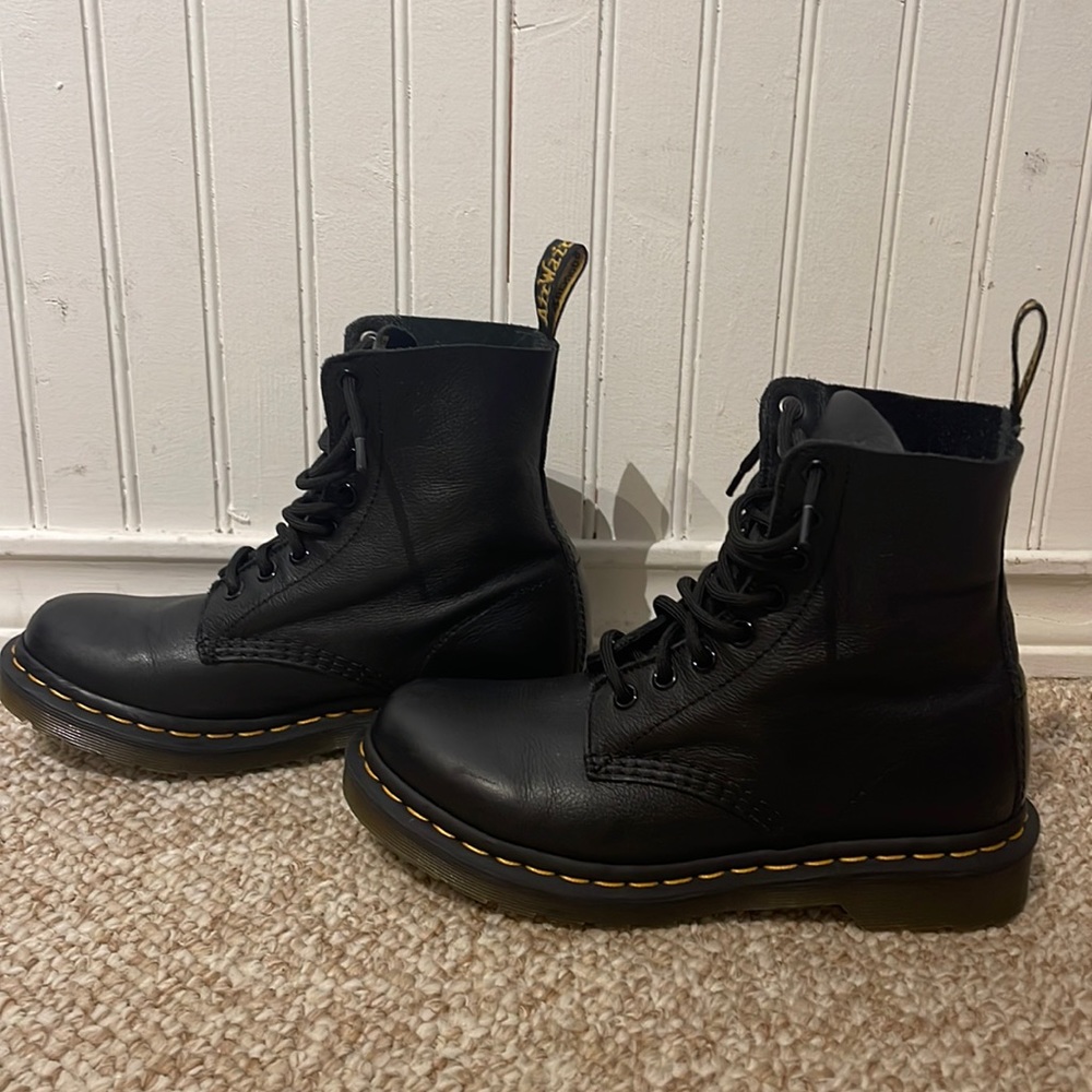 Single use black leather Dr. Martens.